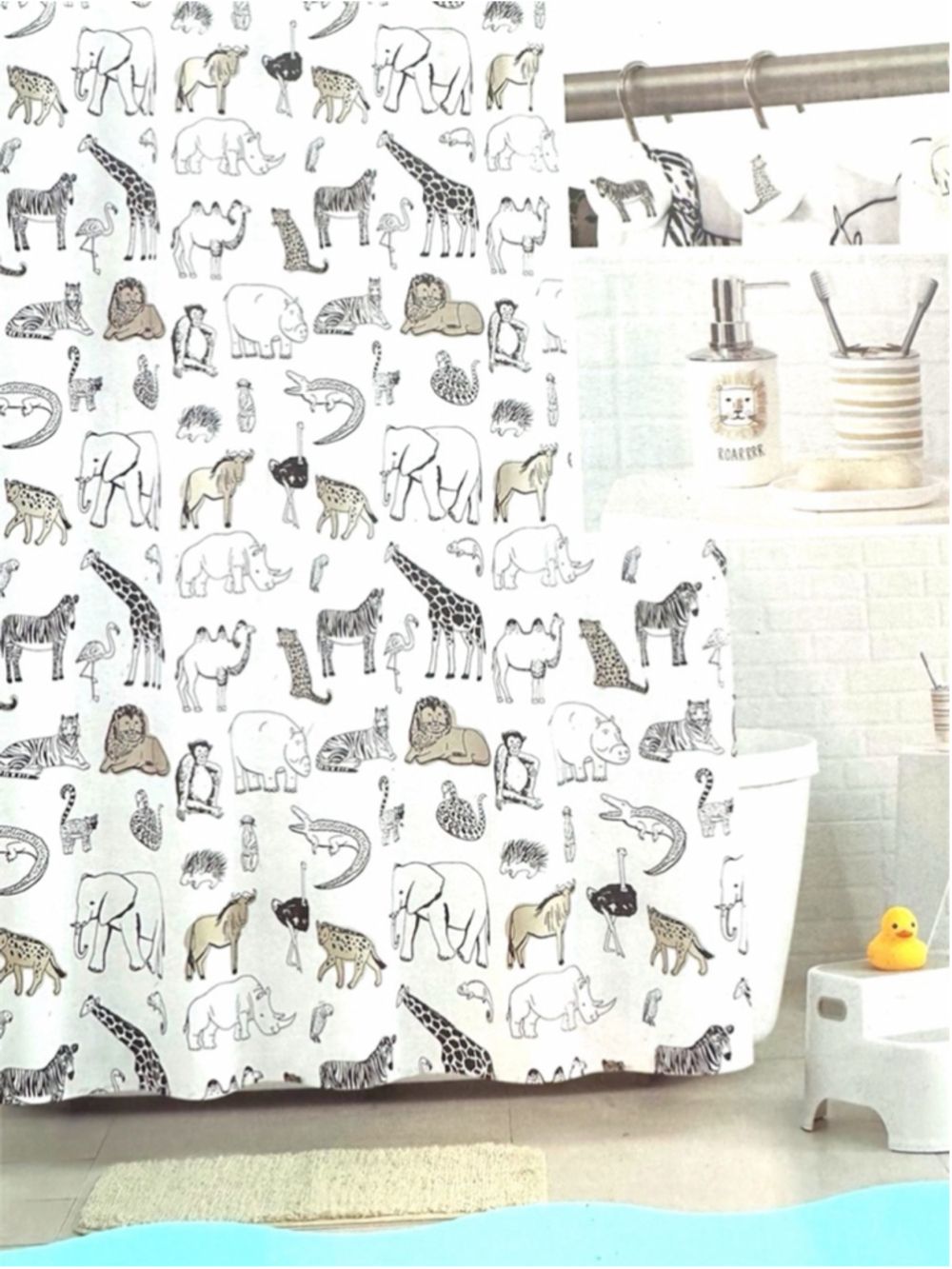 Bubble Bee Bath Co. 17 Piece Kids Bathroom set Animal Print